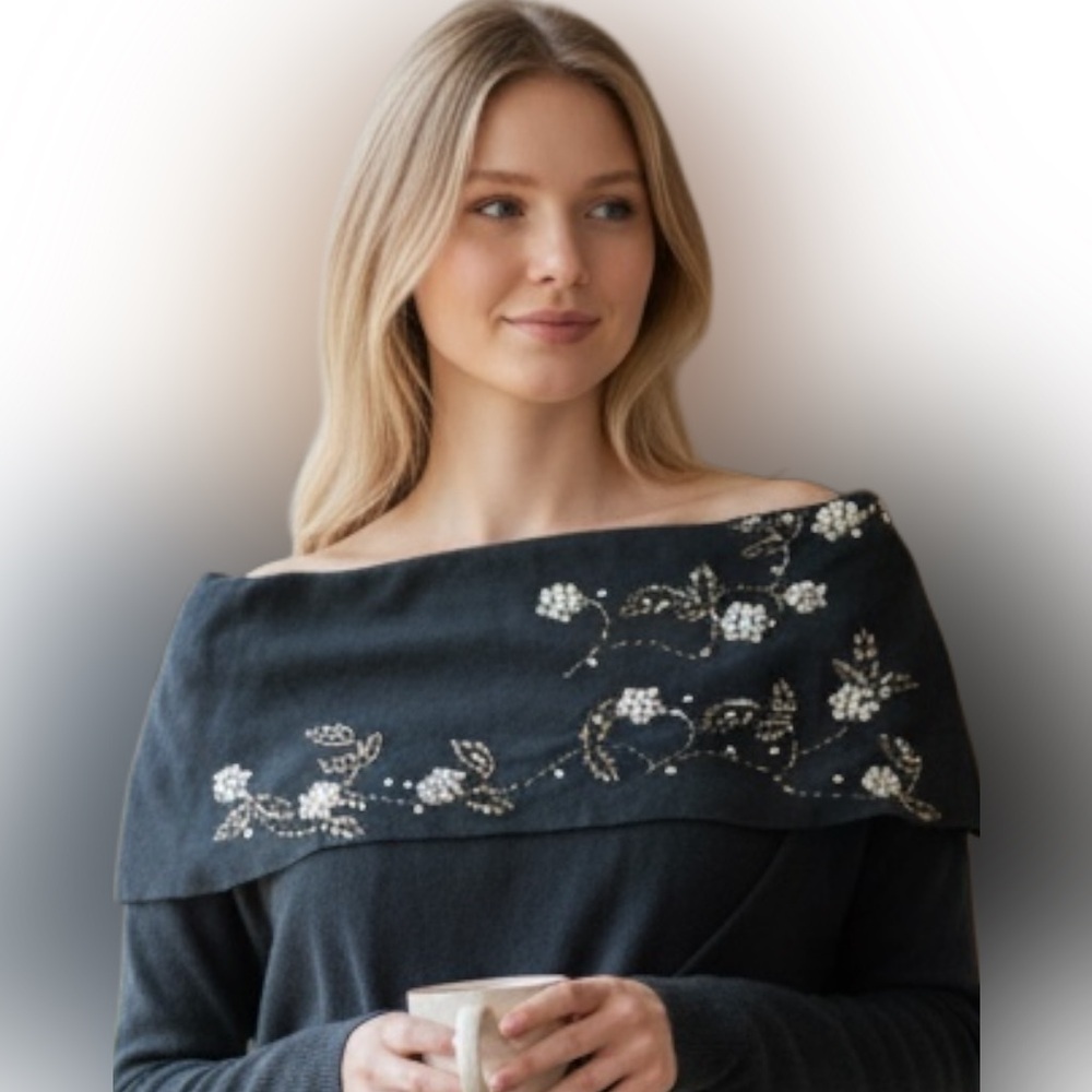 Vintage Floral Beaded sweater